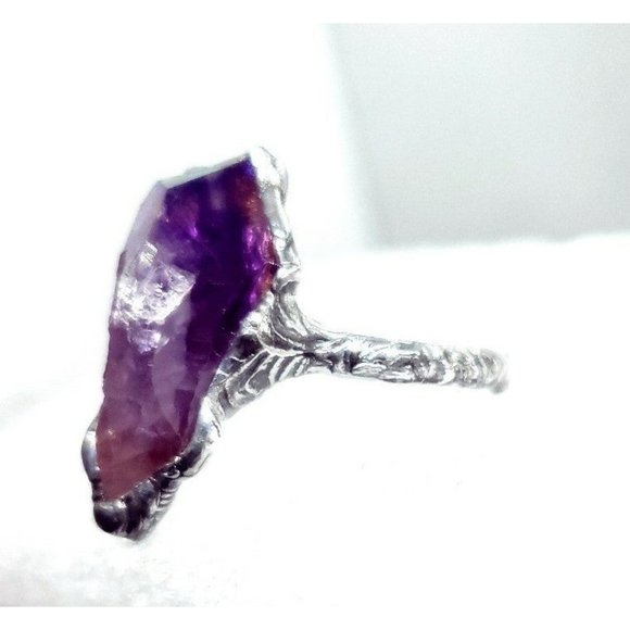 Amethyst rainbow aura crystal ring adjustable - Picture 6 of 12